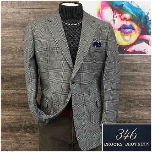 Brooks Brothers Mens Casual Blazer Sport Coat Two Button‎ Jacket 44R Wool Suits - Picture 1 of 13